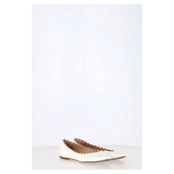 Chloé Lauren Ballet Flats in White Patent Leather