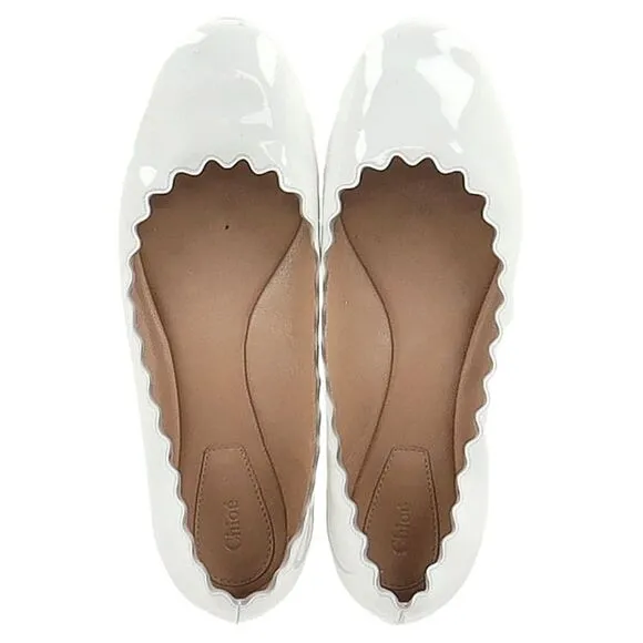 Chloé Lauren Ballet Flats in White Patent Leather