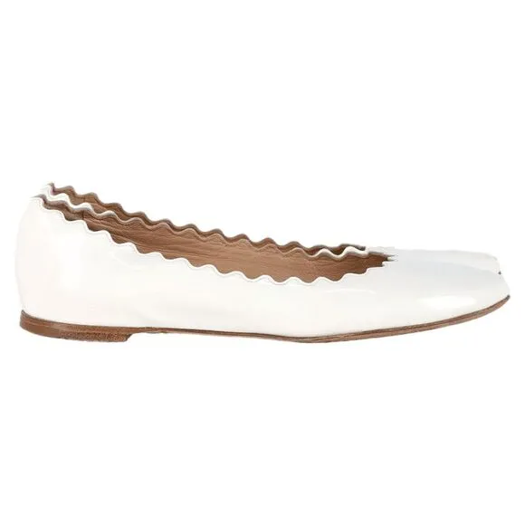 Chloé Lauren Ballet Flats in White Patent Leather
