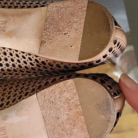 Chloé Lauren Perforated Tan Lasercut Braided Leather Ballet Flats Made Italy 6.5