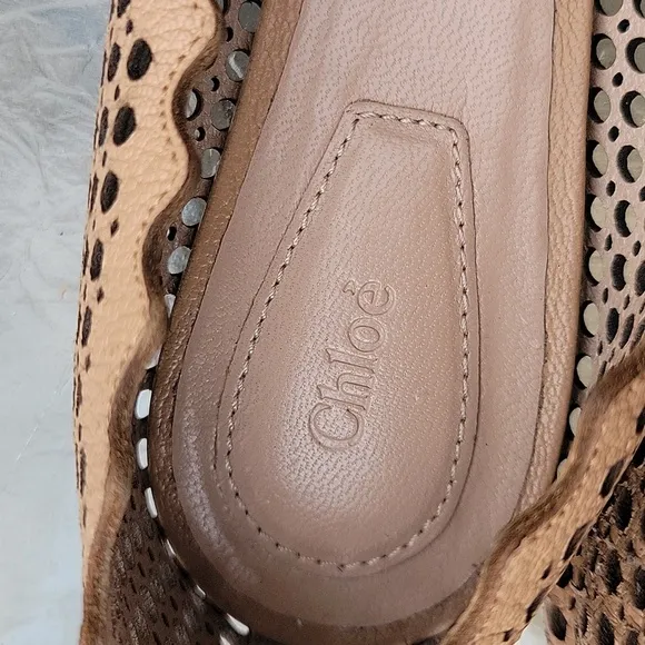 Chloé Lauren Perforated Tan Lasercut Braided Leather Ballet Flats Made Italy 6.5