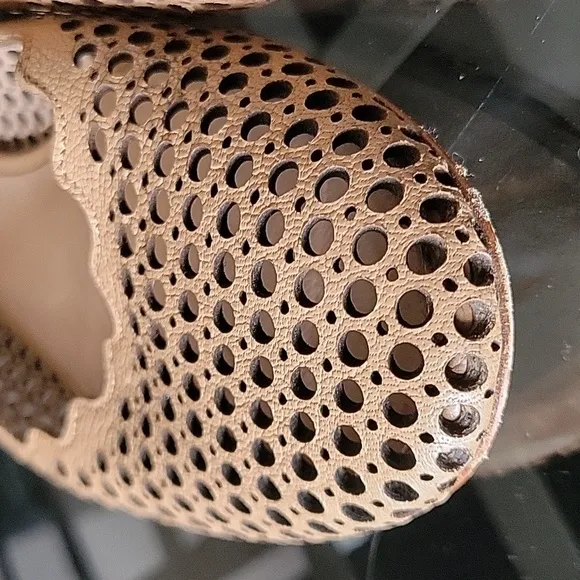 Chloé Lauren Perforated Tan Lasercut Braided Leather Ballet Flats Made Italy 6.5