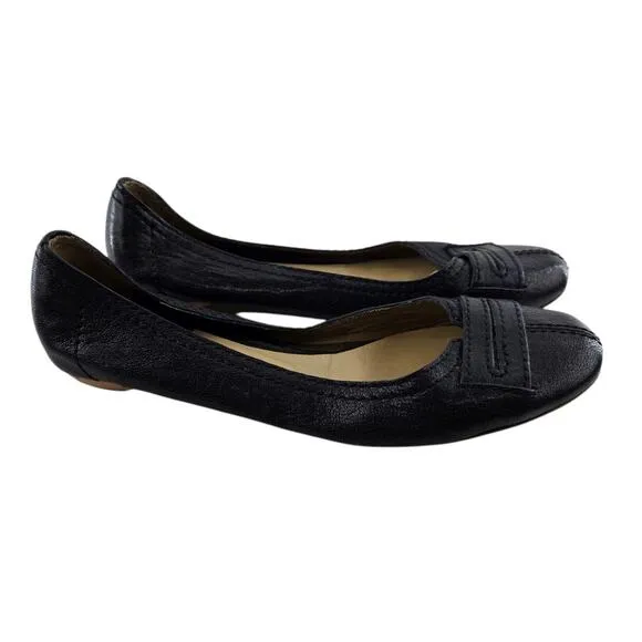 Chloe Black Leather Ballet Flats Women 9.5 Designer Coquette Career Wear Comfort