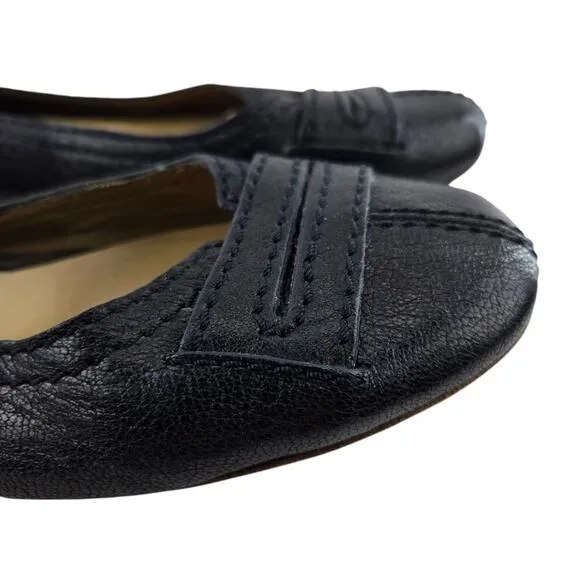 Chloe Black Leather Ballet Flats Women 9.5 Designer Coquette Career Wear Comfort
