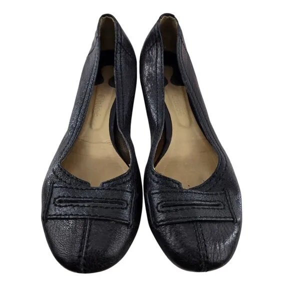 Chloe Black Leather Ballet Flats Women 9.5 Designer Coquette Career Wear Comfort
