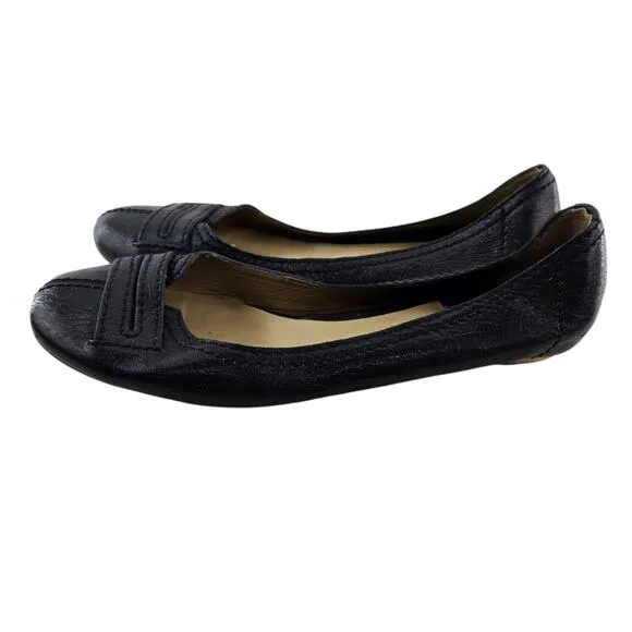 Chloe Black Leather Ballet Flats Women 9.5 Designer Coquette Career Wear Comfort