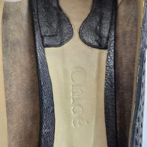 Chloe Black Leather Ballet Flats Women 9.5 Designer Coquette Career Wear Comfort