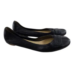 Chloe Black Leather Ballet Flats Women 9.5 Designer Coquette Career Wear Comfort