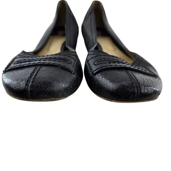 Chloe Black Leather Ballet Flats Women 9.5 Designer Coquette Career Wear Comfort