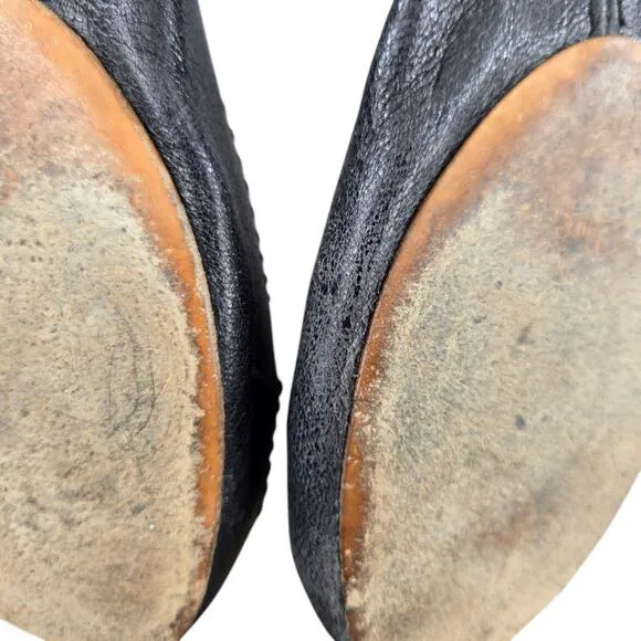 Chloe Black Leather Ballet Flats Women 9.5 Designer Coquette Career Wear Comfort