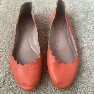 Chloe Orange Scalloped Flats