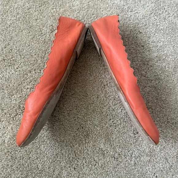 Chloe Orange Scalloped Flats