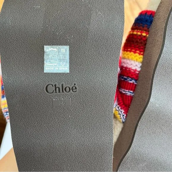 CHLOE Wavy Shearling Slide Sandals EU 36