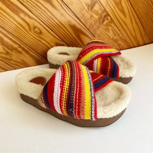 CHLOE Wavy Shearling Slide Sandals EU 36
