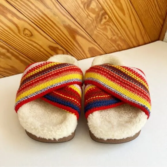 CHLOE Wavy Shearling Slide Sandals EU 36
