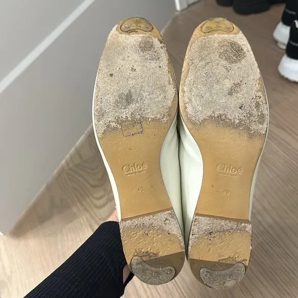 Chloe White Leather Loafers size 40