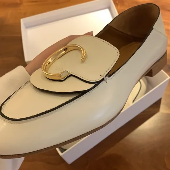 Chloe White Leather Loafers size 40