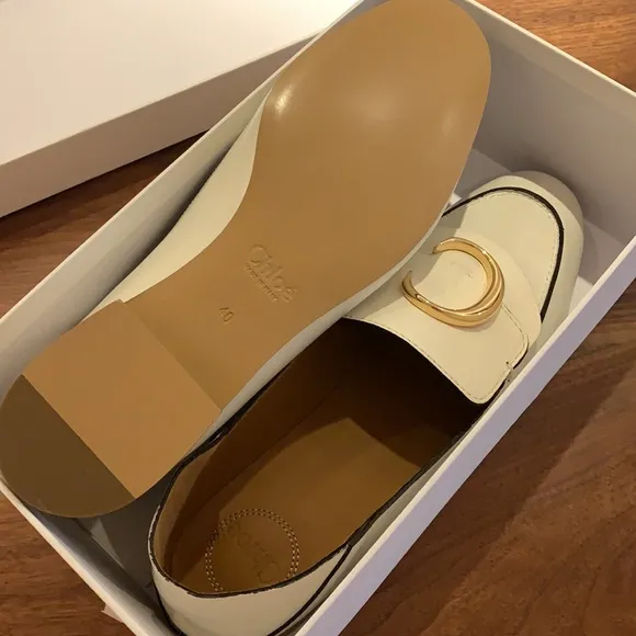 Chloe White Leather Loafers size 40