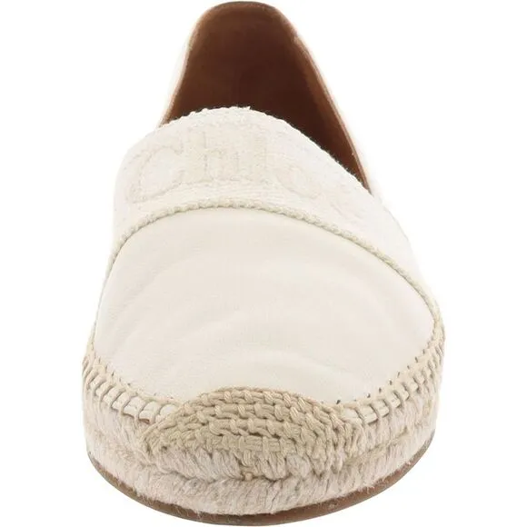 Chloe Womens Ivory Leather Slip-On Loafer Espadrilles Shoes NWOB