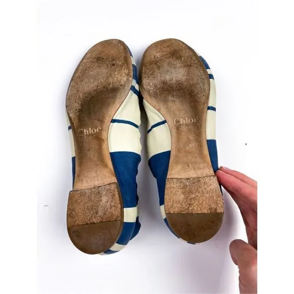 Chloe Scalloped Lauren Striped Ballerina Flat