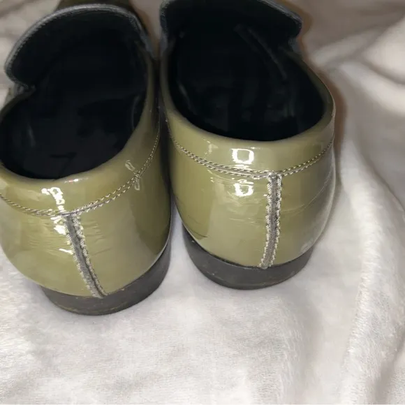 Christian DIOR Green 45 Leather patent penny loafers pointy