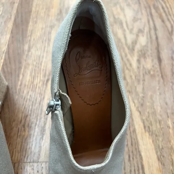 Christian Louboutin Linen Peep Toe Espadrilles