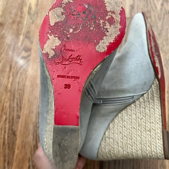 Christian Louboutin Linen Peep Toe Espadrilles