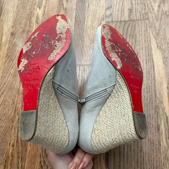 Christian Louboutin Linen Peep Toe Espadrilles