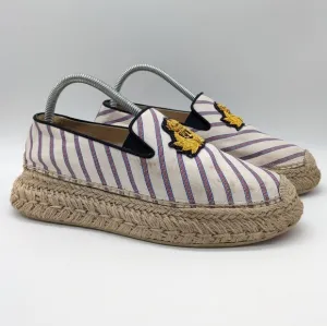 Christian Louboutin Red White Blue Striped Canvas Espadrilles 39