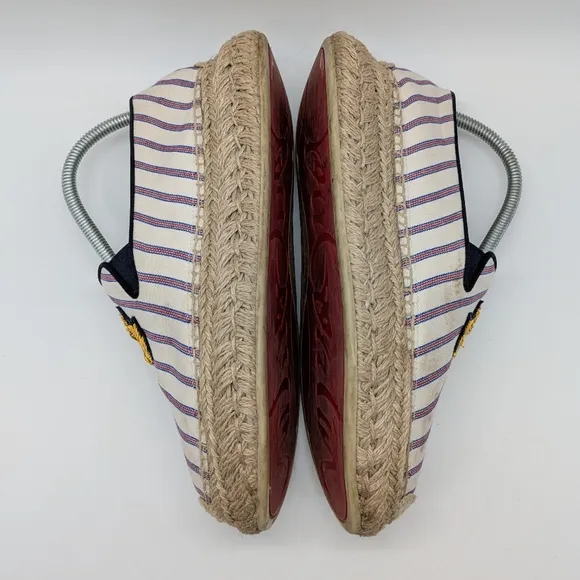 Christian Louboutin Red White Blue Striped Canvas Espadrilles 39