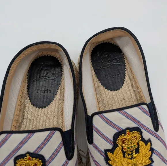 Christian Louboutin Red White Blue Striped Canvas Espadrilles 39