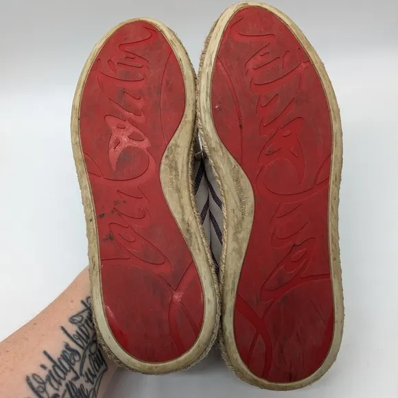 Christian Louboutin Red White Blue Striped Canvas Espadrilles 39