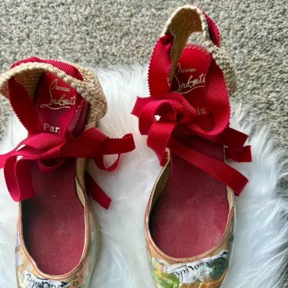 Christian Louboutin Stylish Espadrille Wedges Size 38.5