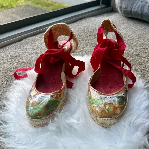 Christian Louboutin Stylish Espadrille Wedges Size 38.5