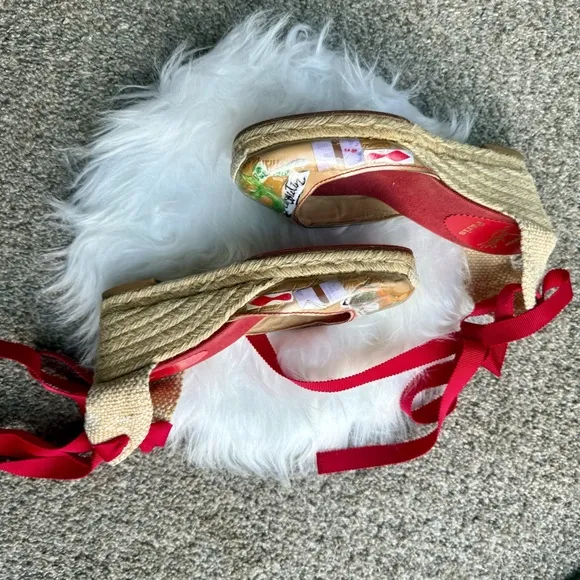 Christian Louboutin Stylish Espadrille Wedges Size 38.5