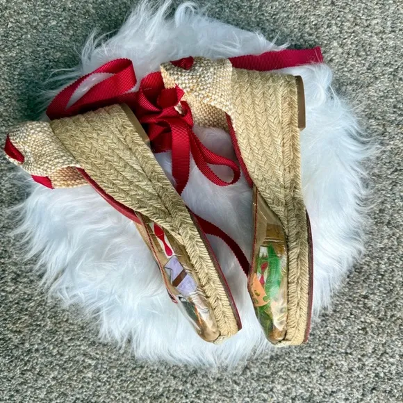 Christian Louboutin Stylish Espadrille Wedges Size 38.5
