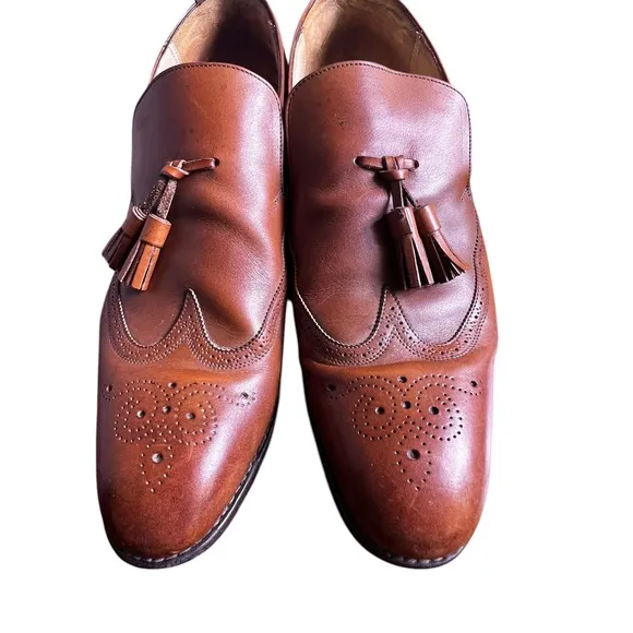 Church's Tassel Loafers Wingtip Dress Shoes Custom Grade Leather Brown Size 10 F