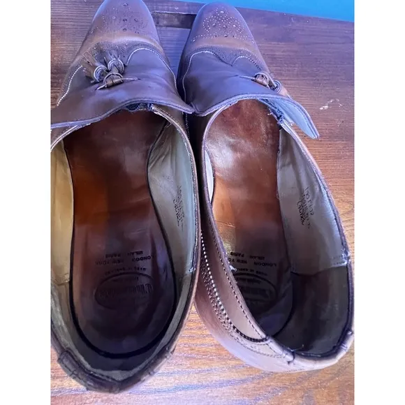 Church's Tassel Loafers Wingtip Dress Shoes Custom Grade Leather Brown Size 10 F