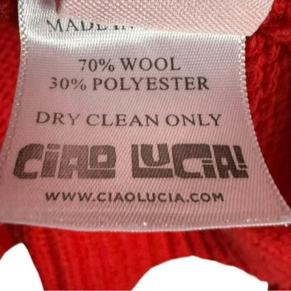 Ciao Lucia Belinha Sweater Oversized Pullover in Red Wool Blend Size M