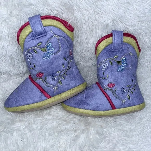 CICCIABELLA Cowgirl Riders Lilac Lass Girls Sherpa Slipper Boots S/M NWT RARE