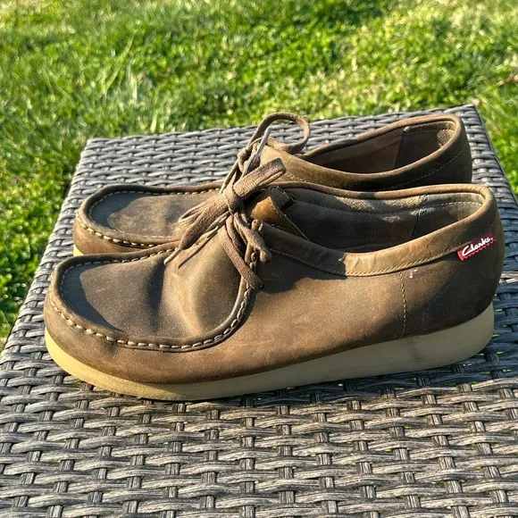 Clarks Brown Loafers with Suede Texture and Slip-On Design