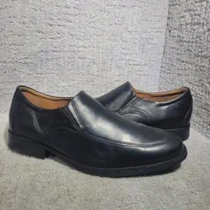 Clarks Collection Men's Size 9.5W US Black Leather Comfort Slip-On Loafers 15770