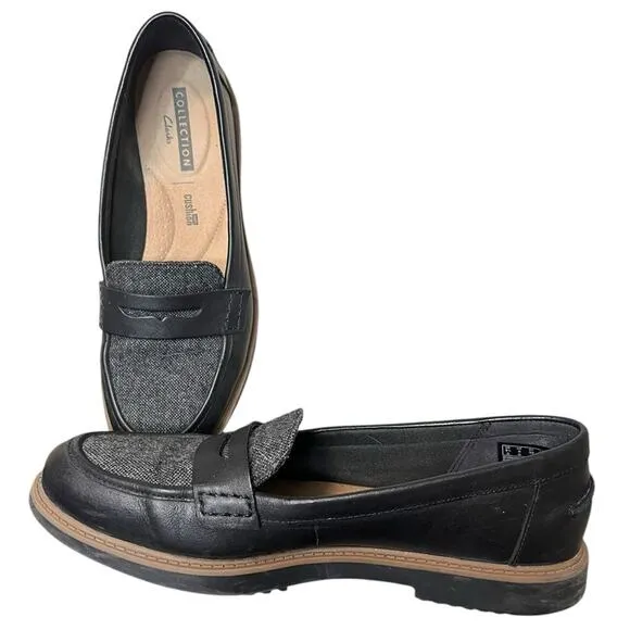 CLARKS COLLECTION Raisie Eletta Leather Penny Loafers Flats Size 8