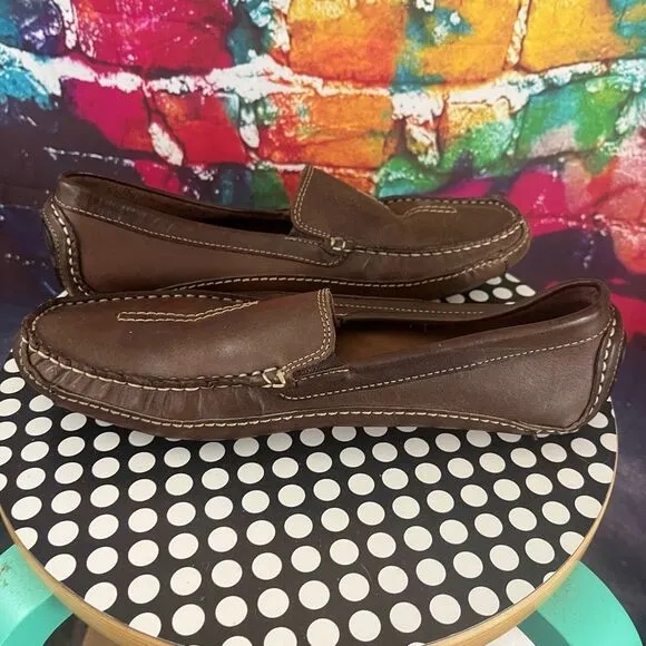 Clarks England Leather Driving Loafers Moccasin Mens 9.5 M Mansell Casual #87706