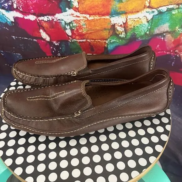 Clarks England Leather Driving Loafers Moccasin Mens 9.5 M Mansell Casual #87706
