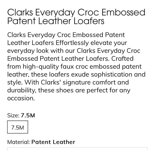 Clarks Everyday Croc EmbossedPatent Leather Loafers, NEW, Size 7.5
