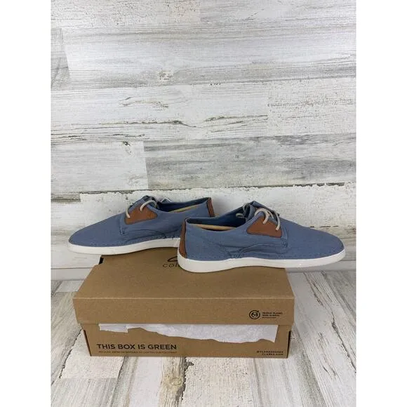 Clarks Gerald Tie mens 10 light blue casual lace up boat shoes dress new loafers