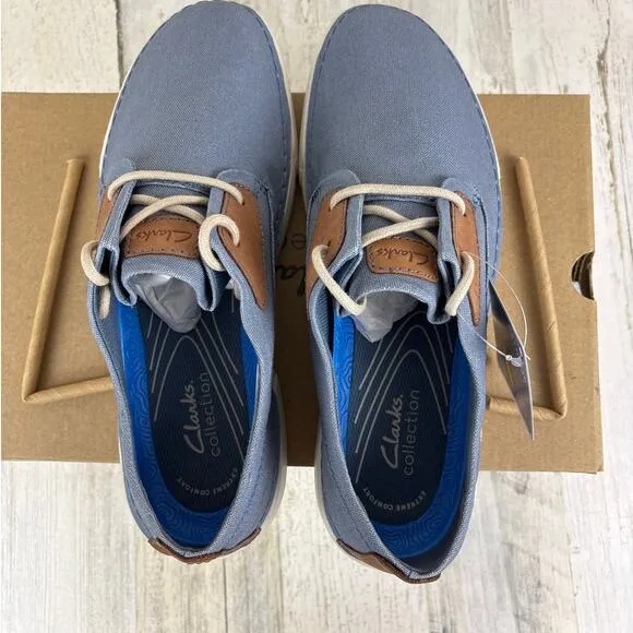 Clarks Gerald Tie mens 10 light blue casual lace up boat shoes dress new loafers