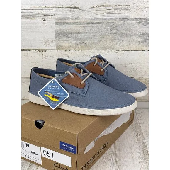 Clarks Gerald Tie mens 10 light blue casual lace up boat shoes dress new loafers