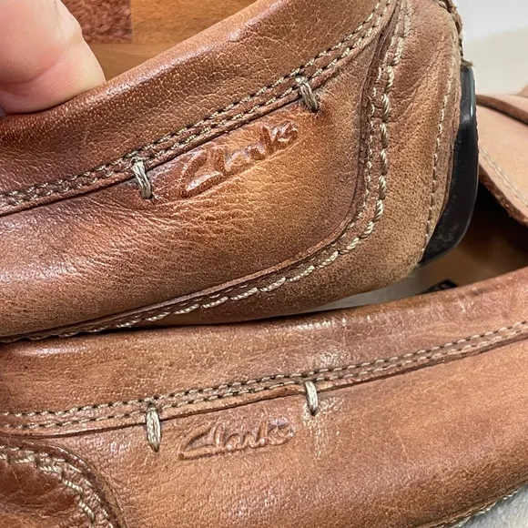 CLARKS Hamilton Leather Camel Color Ortholite Loafers - Men’s Size 9.5 M